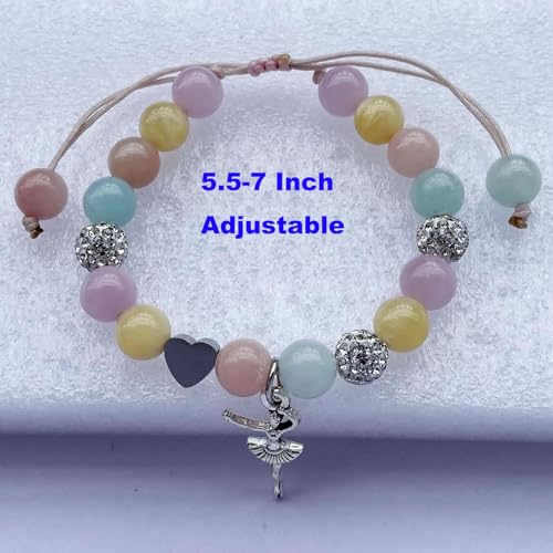 Image of DOLON Colorful Stones Handmade Crystal Ballet Charm Bracelet First Recital Stage Performance Dance Competition Encouragement Gift for Her