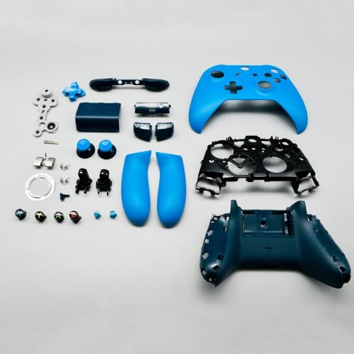 Image of Hzxkqmil Replacement Housing Shell Full Set for Xbox One S /X Controller (Model 1708), DIY Faceplate Case Cover Middle Bracket Side Rails Buttons Accessories Parts, Blue