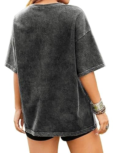 Remidoo Womens Casual Crew Neck Oversized T Shirt Short Sleeve Loose Vintage Washed Tops2