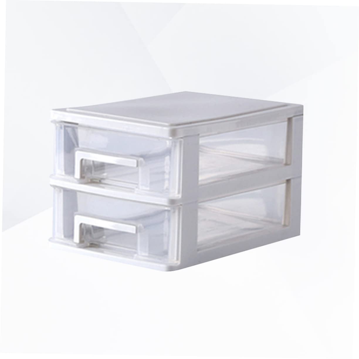 minkissy Transparente Aufbewahrungsbox mit 2 Schubladen aus Leichtem Pp Kunststoff Praktischer Organizer für Schreibtisch und Büro zur Übersichtlichen Aufbewahrung von Kleinteilen