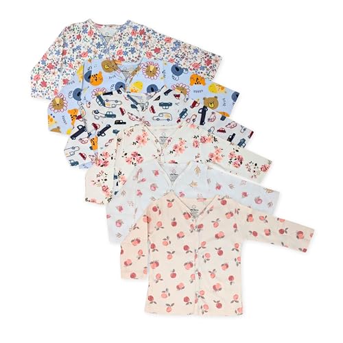 The Boo Boo Club Unisex Baby 100% Cotton Relaxed Fit Full Sleeve Jabla for Baby | Printed Jhabla | All-Over Print | Multicolour | Set of 6 | 9-12 Months