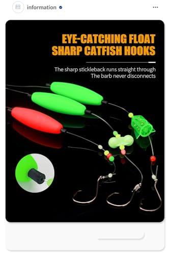Set de 6 anzuelos luminosos para pesca de bagre miniatura 3