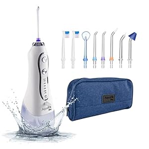 Aquapik One Draagbare monddouche met 8 sproeiers 5 modi, IPX7 waterdicht, professionele krachtige monddouche voor orthodontisten en implantaat reisetui