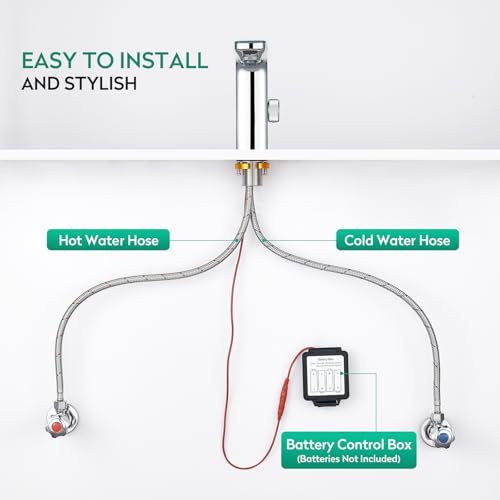 CREA Infrarot Sensor Wasserhahn Bad, Automatische Berührungslose Mischbatterie Bad, Armatur Waschbecken mit Sensor, Chrom