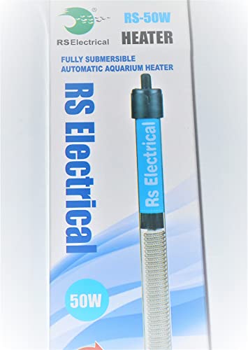 Image of RS Electrical Fully Automatic 50 Watts High Glass Aquarium Heater with Standby Light Indicator and auto on /Off Facility Imported