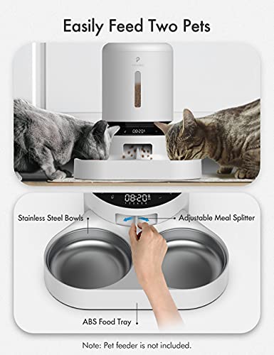 Image of PETLIBRO Pet Food Splitter with Stainless Steel Bowls, Automatic Cat Feeder Bowls for Two Cats or Dogs, Suitable for PETLIBRO Automatic Cat Feeder PLAF005, PLAF006, PLAF103, PLAF203, White