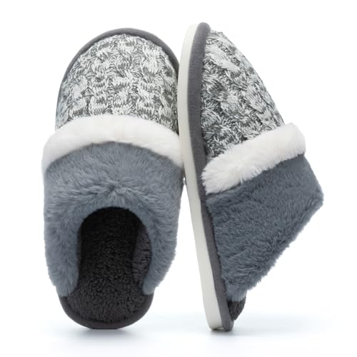 Image of GOEWY Cozy Slippers for Women Indoor and Outdoor Fuzzy House Shoes with Memory Foam Anti-Skid Sole Gifts for Women Mom Ladies