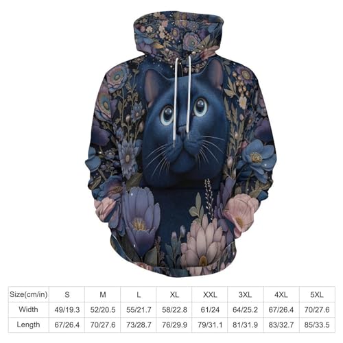 Sweatshirt chat fleuri 3D pull Harajuku mignon sweat à capuche zippé - 6
