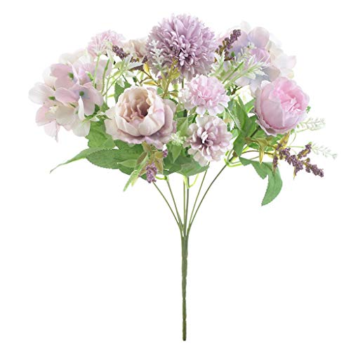 Flores Artificiales,Ramo de 7 Cabezas de Europea Peonía Colorida Artificial Falso Flores Nupcial Ramo de Novia Flor para Home Garden Party Hotel Jardín Fiesta Boda Decoración Cover
