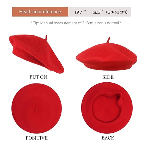 Classic French Beret Hat for Kids - Elegent Wool Beret for Girls Party Romantic French Themed Fancy Dress 2-10 Years2