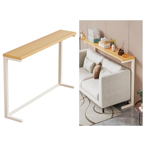 Mesa consola delgada estrecha para sofá, estante delgado detrás del sofá, aparador largo para entrada, estantes de madera elegantes para sala de estar, dormitorio, pasillo (140 x 15 x 80 cm)