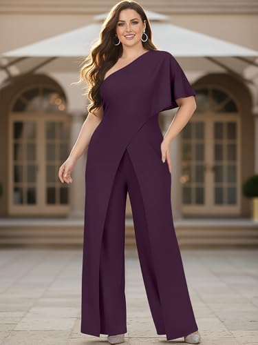 Image of KOH KOH Womens 2026 One Off Shoulder Asymmetric Long Pant Jumpsuit Romper