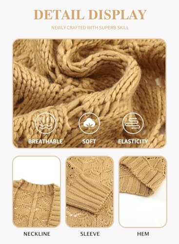 Image of Eytino Womens Plus Size Crochet Cardigan Sweater Long Sleeve Hollow Out Open Front Cardigans Outwear(1X-5X)