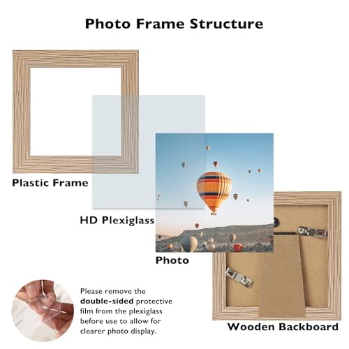 Image of JCJMY 4x4 Picture Frame Rustic Brown for Wall Hanging or Tabletop, Wall Mounting Horizontally or Vertically, 4 x 4 Wall Gallery Poster Photo Frame with Shatter Resistant Plexiglass, Rustic Brown