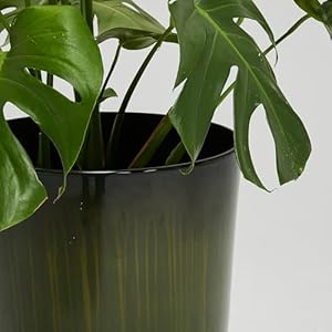 Worth garden 235 h large plastic planters set of 2 gradient green glossy smooth finish tall plant pots for indoor outdoor use decorative lightweight flower pots for front porch patio deck  urban country home decor