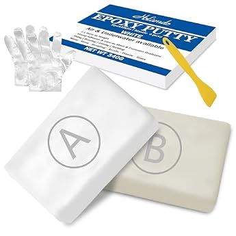 Foto di Stucco Epossidico, Mastic per Piscine Subacqueo da 340g, Stucco Epossidico a Due Componenti per Collegare Rapidamente Metallo, Legno, Plastica, Ceramica, Riparare Perdite e Riempire Fessure (Bianco)