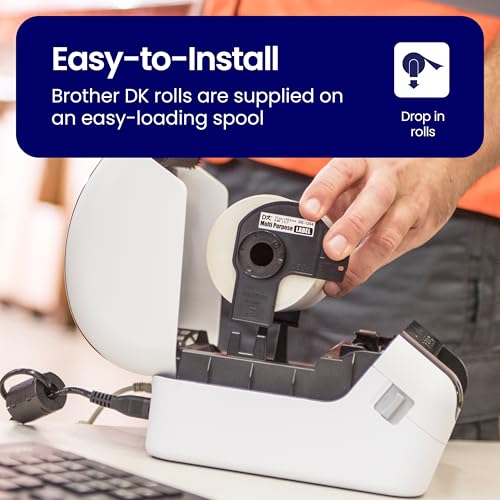 Image of Brother Genuine DK-120424PK Multipurpose Paper Labels, Die-Cut 0.66 inch x 2.1 inch, Engineered for Excellence, 400 Labels Per Roll, 24 Rolls per Box, White, for use with Select Brother QL Label Printers