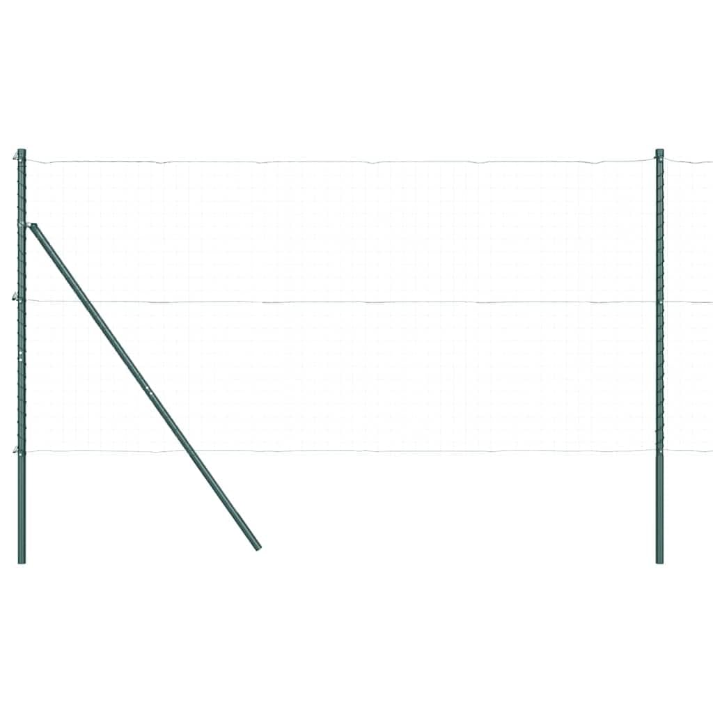 Juego de 7 postes de valla verde de acero con recubrimiento en polvo, postes de esquina de 200 cm, incluye alambre tensor y accesorios, postes metálicos para valla de malla de alambre, jardín