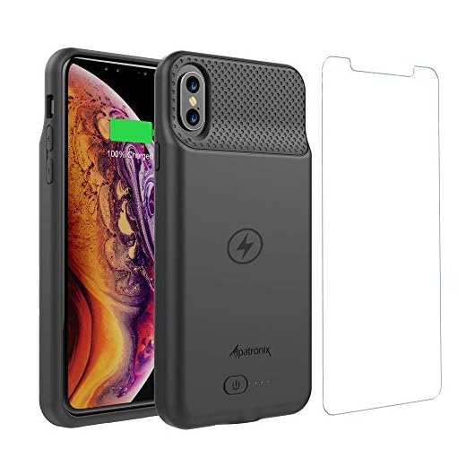 iPhone XR Battery Case, Powerful Slim Portable Protective Extended Charger Cover with Wireless Charging Compatible with iPhone XR (6.1 inch) BXXr - (Black)