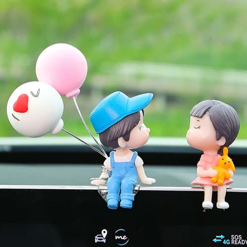 Disnace Adornamento Interior del Coche, Lindas Parejas de Dibujos Animados Adornos, Figuras de Resina Decorativas Globo Beso Pareja Muñecas Adornos Salpicadero Boda Pastel Decoraciones Cover