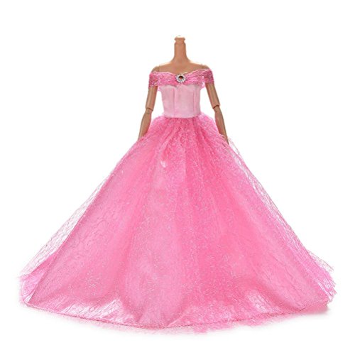 JiaUfmi 1pcs Fashion Dolls Dresses Wedding Trailing Skirt Dress Clothes Pink