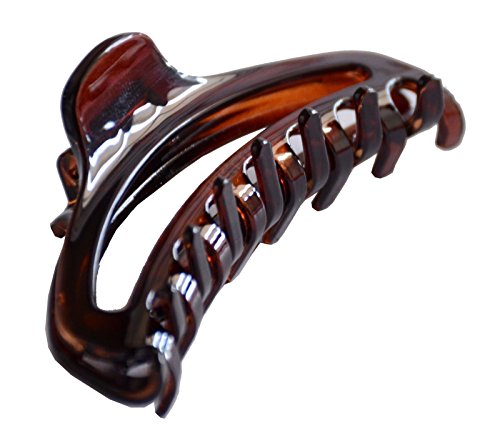 Pinza para cabello tipo garra Parcelona French Slim Small color marrón carey de 7 cm, hecha de celuloide en Francia