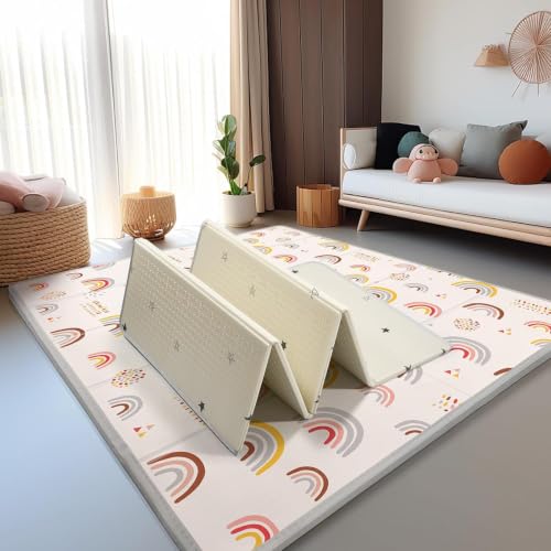 Image of PIGLOG Foldable Baby Play Mat for Floor, Baby Floor Mat for Crawling, Reversible Waterproof & Non-Toxic Baby Foam Playmat, Baby Play Mat for Babies, Infants & Toddlers 6-12 Months