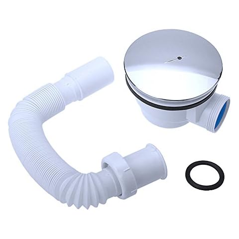Durovin Bathrooms Chrome Shower Waste Trap with Extendable Flexible Pipe 90mm Fiiting Cover