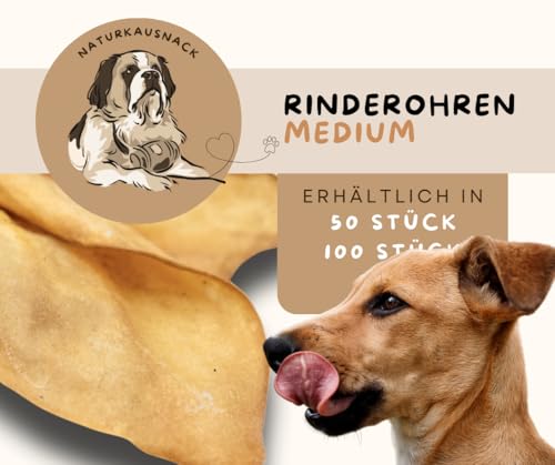 Rinderohren - Medium - ohne Muscheln von Warnick´s Tierfutterservice (50Stück)