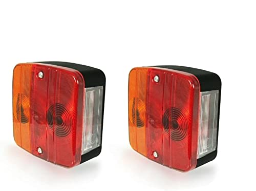 J/J 2pcs Feux Arrières 12V 4 Fonctions Position Stop Clignotant Eclaireur de Plaque Homologation E11 Ampoules Incluses pour Remorque Camion