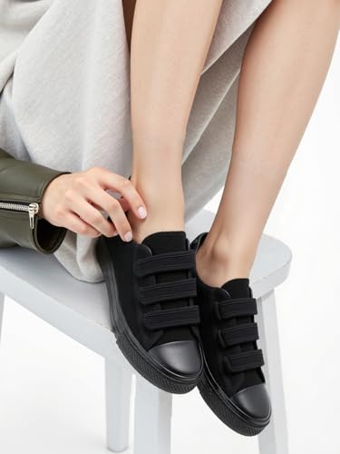 Image of Women's Canvas Running Walking Casual Hook and Loop Tape Sneakers Shoes