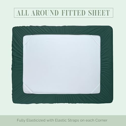 Elegant Comfort Luxury 1500 Premium Hotel Quality Microfiber 4-Piece Sheet Set - Soft, All Around Elastic 18-24 Inches Deep Fitted Sheet - Extra Deep Pocket Sheets, Twin/Twin XL, Hunter Green