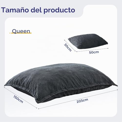 Miniatura 2 de Maxyoyo Puff Gigante, Funda Extraíble De Pana Suave, Cojín Grande De Suelo Con Relleno De Espuma Esponjosa, Xxl Bean Bag Para Adultos Y Parejas