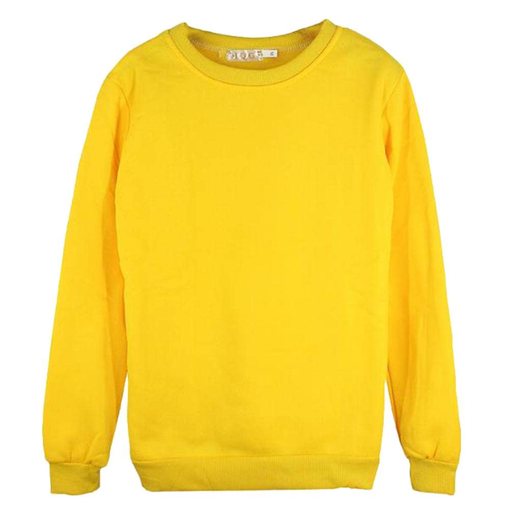 enakshi (label) Crewneck Fleece Sweatshirt Plain Pullover Crew Neck Jumper Yellow 3XL|Clothing Shoes & Accessories | Mens Clothing | Sweats & Hoodies-picture-45