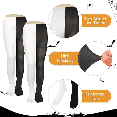 2 Pairs Girls' Striped Tights 14-16t Kids Thigh High Socks for Carnival Mardi Gras World Book Day Cosplay Accessories4