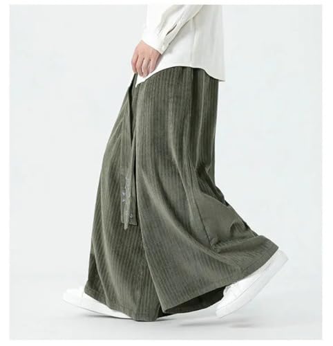 Men Corduroy Loose Elastic Waist Harem Pants Casual Jogging Wide Leg Pants Harajuku Sweatpants4
