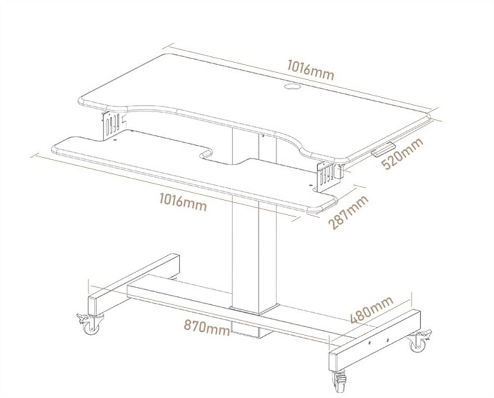 Mobile Standing Desk Mobile Height Adjustable Table Stand Up Desk Cart with Sliding Keyboard Tray Computer Workstation Rolling — view 3