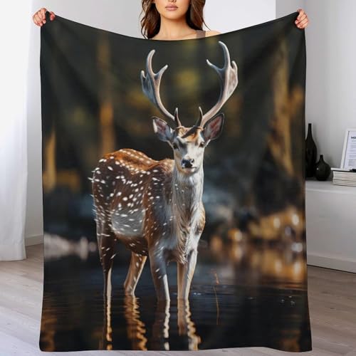 Couverture de canapé motif cerf impression 3D pour soirées cocooning - 2