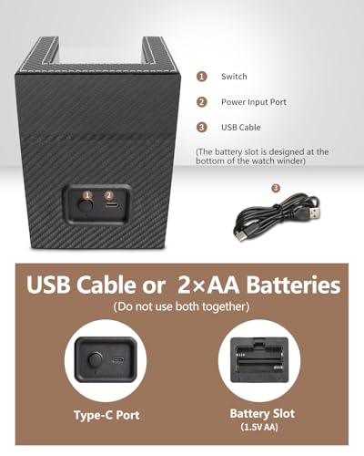 Uhrenbeweger 1 Uhr Automatik Uhrenbeweger: LOSGATOS Watch Winder für Automatikuhren Uhrendreher für Herren und Damen Uhrendreher mit Batteriebetrieb oder Type-C-betriebener