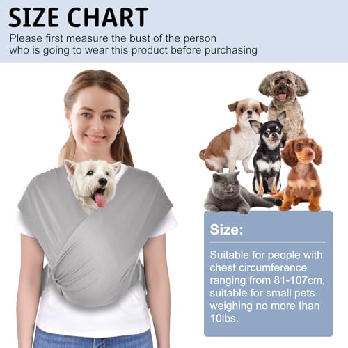CUBY Hundetragetasche, Sommer Tragetasche Nach vorne Gerichteter Rucksackträger Schulter zur Reduzierung von Rückenschmerzen, Freihändiges und Verstellbares Welpen-Tragetuch 10LBS (Hellgrau)