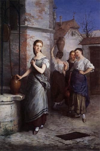 Tableau Marguerite à la fontaine reproduction Juan Gonzalez toile 60x90cm