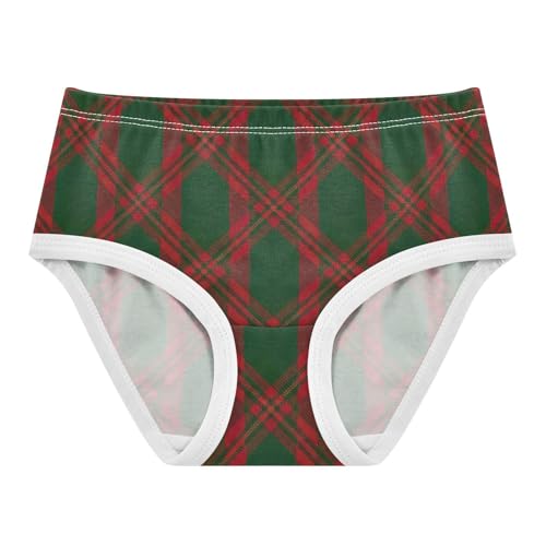 Toddler Girls Underwear 2t Cotton Little Girl Panties Personalized Briefs Undies Kids Dark Green Maroon Red Plaid