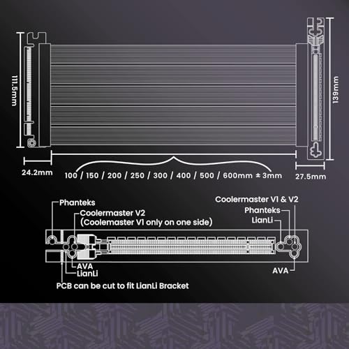Image of LINKUP - AVA PCIe 4.0 Gen 4 x16 Riser Cable (Open Box) - RTX 4090 RX7900 Ready - Boost Your Gaming Performance - 90 Degree Black (15cm)