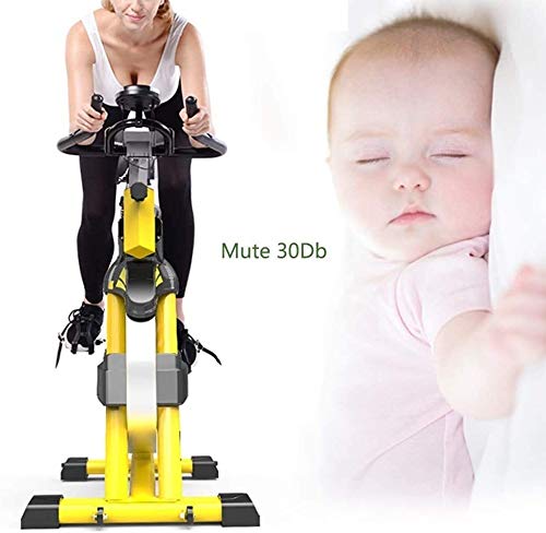 Image of Indoor Exercise Bike Spin Bike Studio Cycles Exercise Machines Cardio Workout Adjustable Handlebars Colour:Black (Yellow)