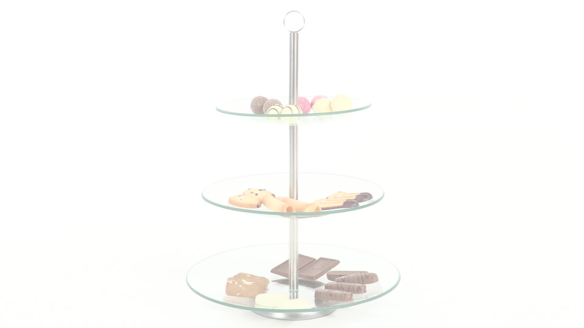 Set Di 3 Supporti Per Torte A 3 Piani In Lega Di Zinco, Con Manico Centrale E Viti - Per Piatti E Vassoi (Colore Argento) - 2
