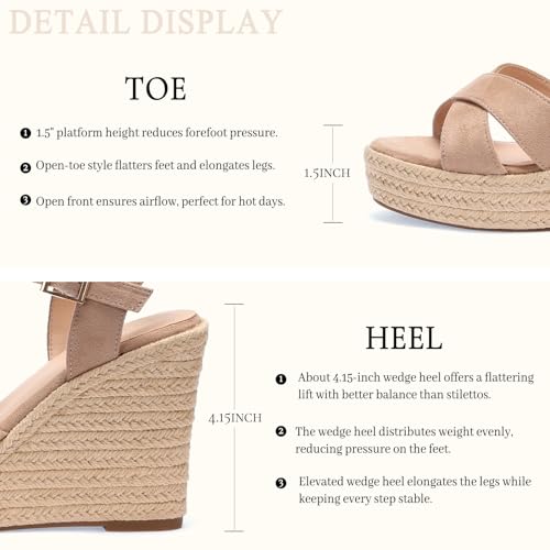 Image of VICKI.VICKI Women's Platform Sandals Wedge Ankle Strap Open Toe Sandals
