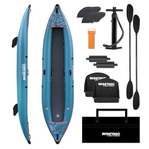 WONITAGO PVC Inflatable Kayak with Drop Stitch Floor, Recreational Touring Kayak with Kayak Paddle...