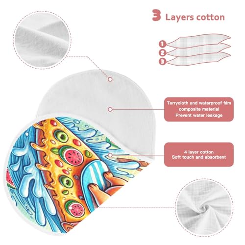 Surfing Pug Pizza Azure Baby Burp Cloths Muslin Burp Cloths Soft Burp Cloth Burp Rags Cotton Burp Clothes Absorbent for Boy Newborn Girl Unisex 1 Pack 22x11 Inches3