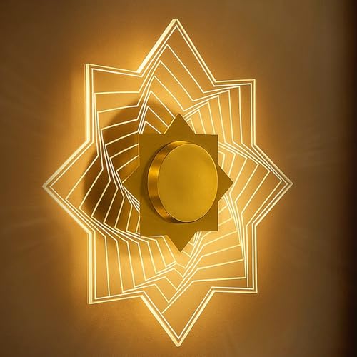 Image of Lamp master Star Wall & Ceiling Light | 3-in-1 Color Changing LED | Antique Gold Finish | Modern Decorative Wall Lamp for Bedroom, Living Room, Kids Room, Hallway & Home Decor Lighting