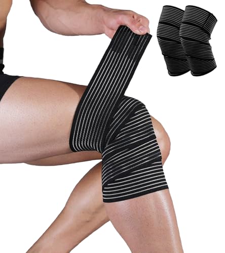 2 Pack Knee Wraps for Pain Relief Knee Wrap Knee Compression Sleeve Knee Sleeves for Men Women Compression Knee Brace Knee Brace for Arthritis Pain and Support Knee Band for Knee Pain Relief